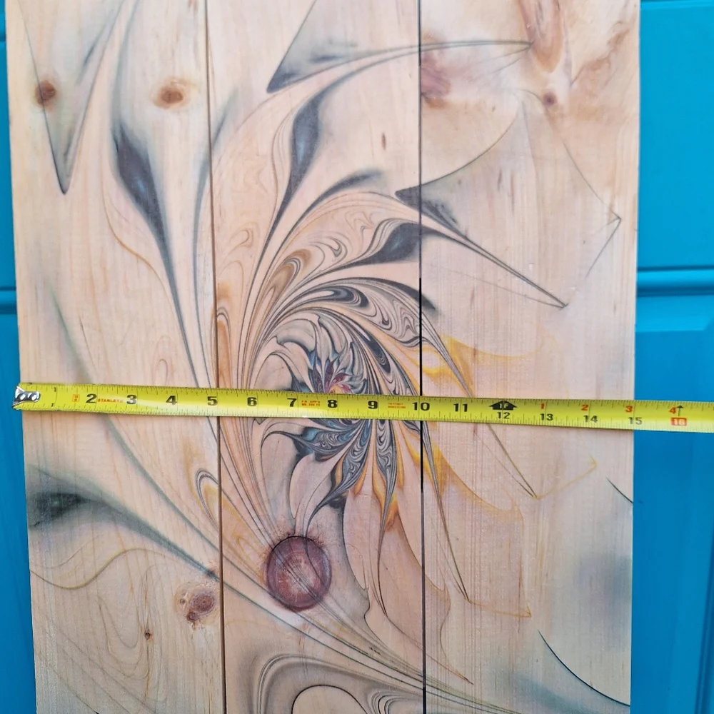 Wooden Wall Hanging Art Natural Pine Spiral Swirl Laser Print Geometric 15x20 - Picture 4 of 15